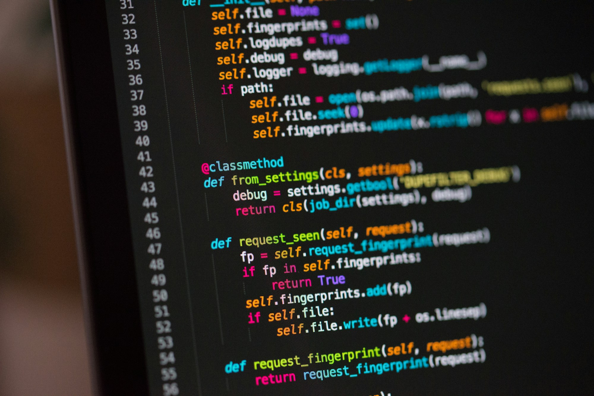 Software source code on a development screen